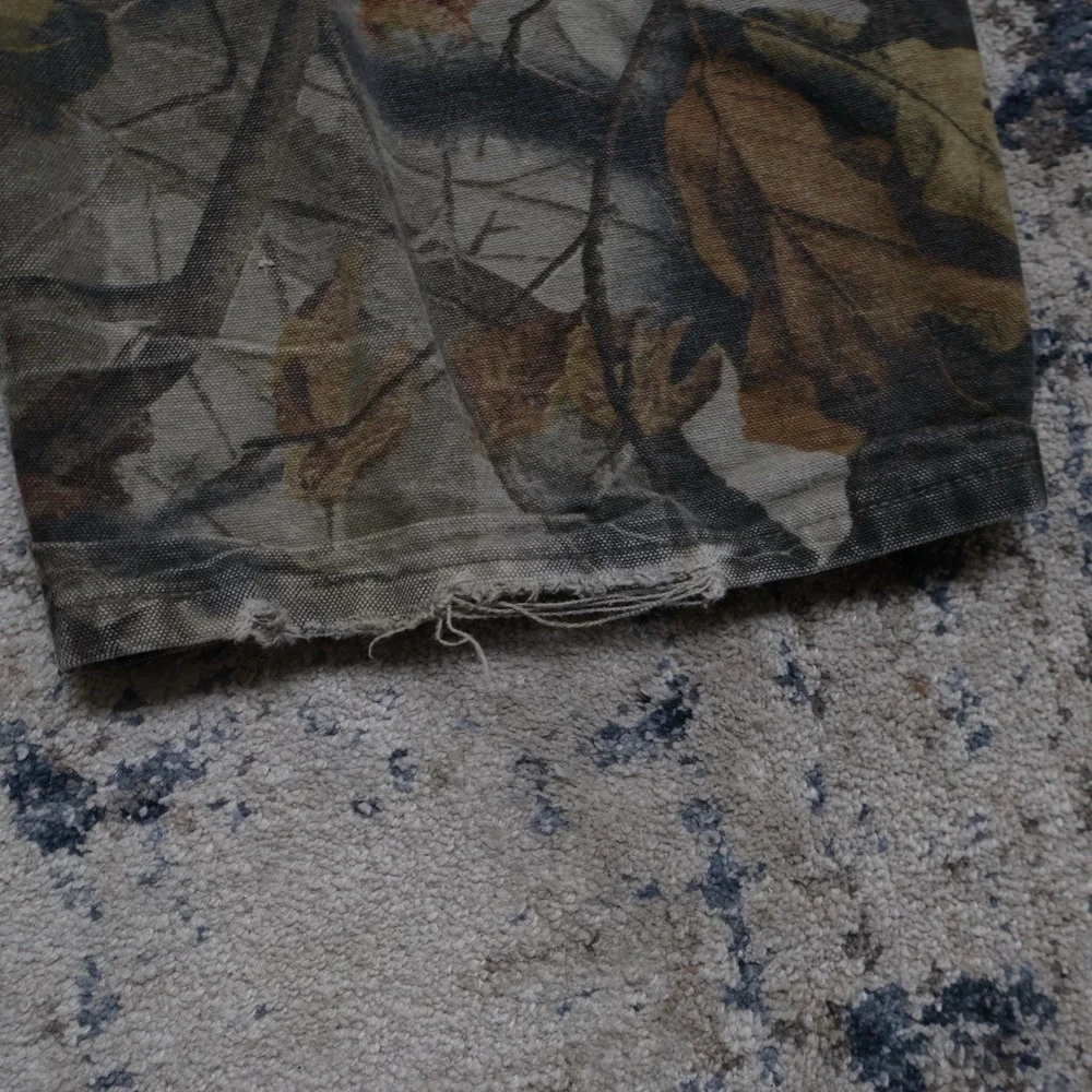 Vintage Carhartt Camo B158 Dungaree Pants 40x30 Y2K Leather Patch 2006 Workwear